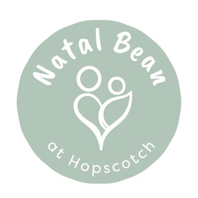 Logo for Natal Bean at Hopscotch with abstract figures.