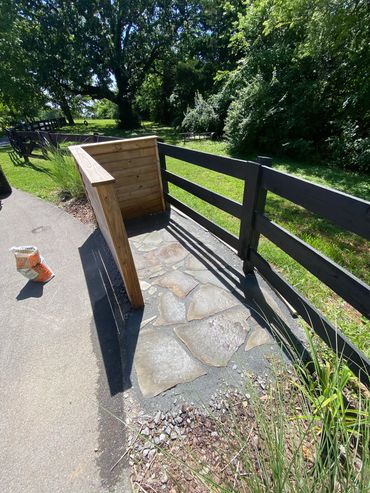 Flagstone pad installaion