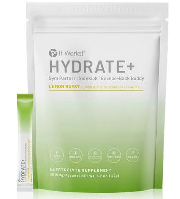 A pack and a sachet of Hydrate