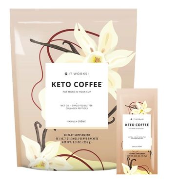 A pack and a sachet of Keto Coffee