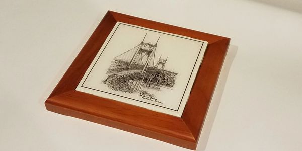 Framed original handmade coaster with solid wood frame