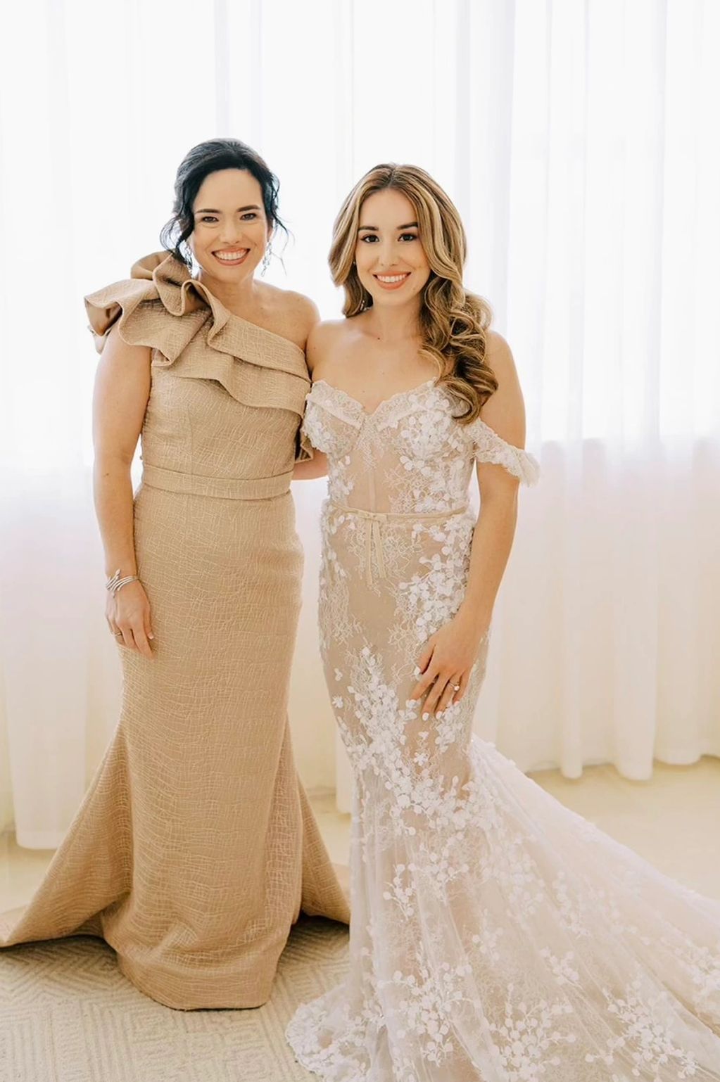 Elegant gold mermaid one-shoulder mother of the bride dress by Great Couture Fashion