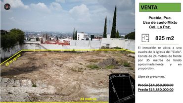 Terreno en venta, Col. La Paz, Puebla, Teziutlan Sur, Av. Juárez, Desarrollo, Departamento uso mixto