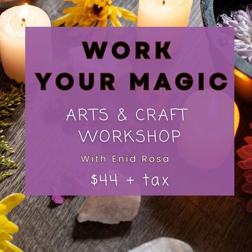 Invitation to a creative arts and craft workshop with Enid Rosa.