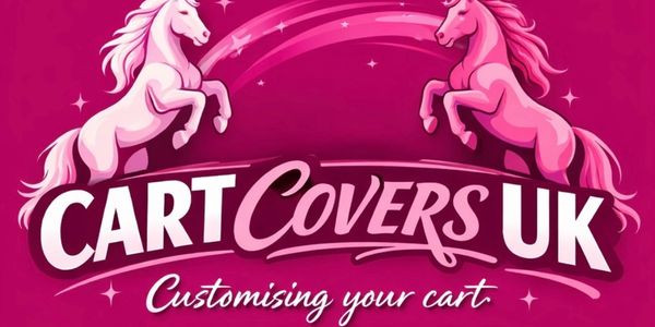 Logo with pink horses and text for Cart Covers UK.