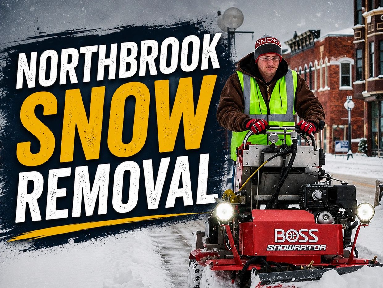 Worker operates snow removal machine in Northbrook.