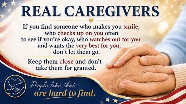 Inspirational message about real caregivers and appreciation.