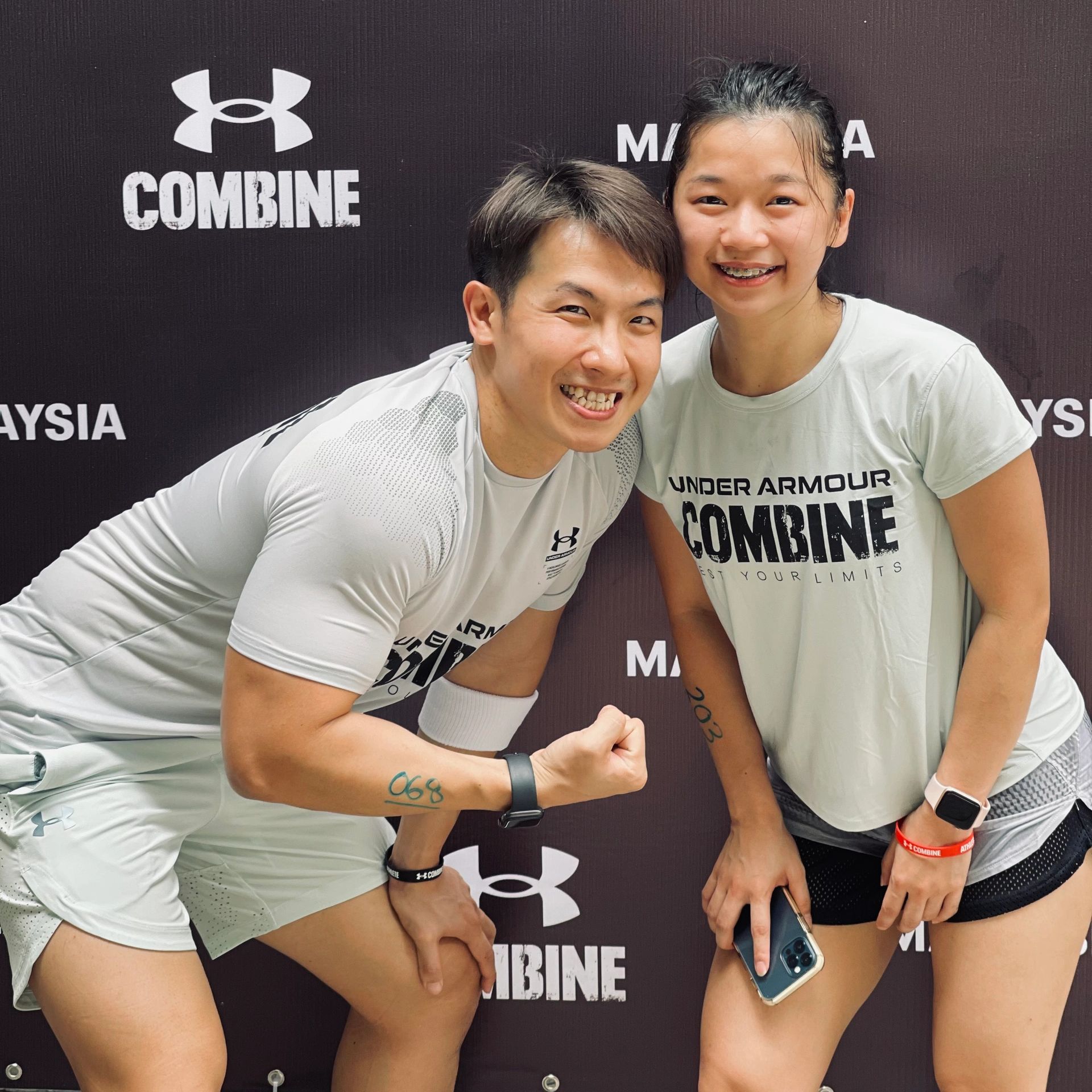 two founders sharing a happy post workout picture encouraging others to join their fitness journey