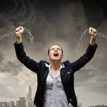 woman breaking a chain with her hands