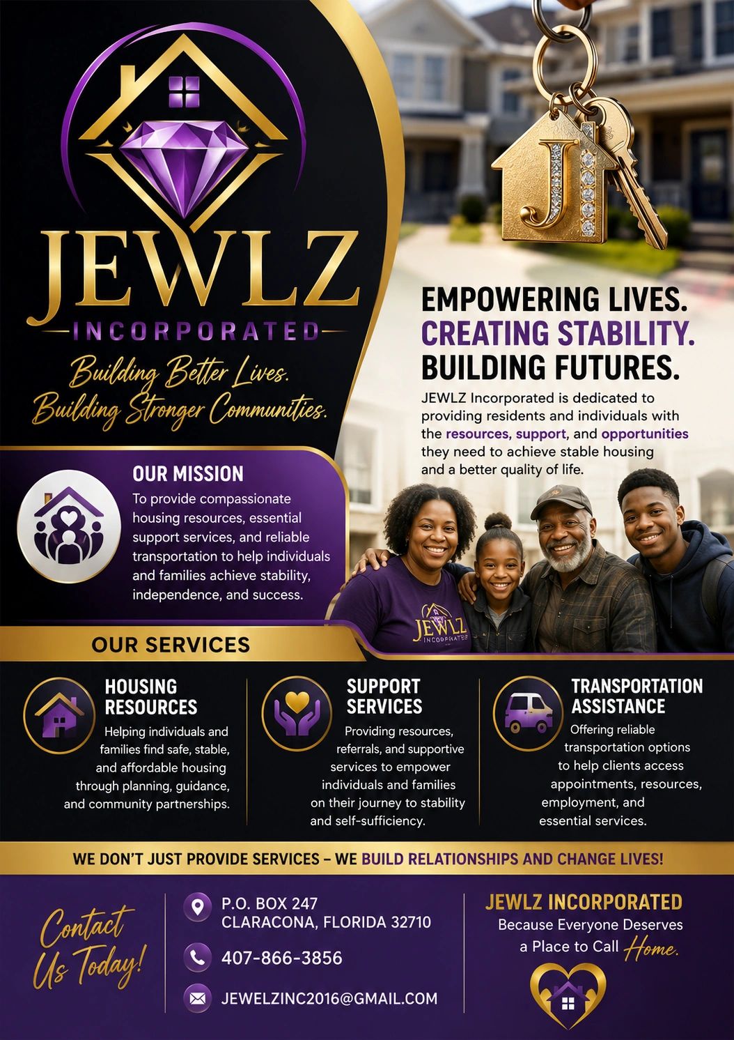 Jewlz Incorporated offers housing, support, and transportation services for better community lives.