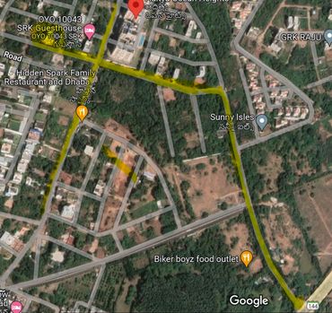 Find Google Map with directions from beach road