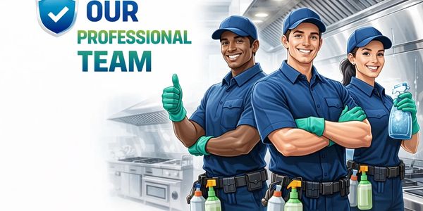 Professional cleaning team ready to serve with smiles and gloves.