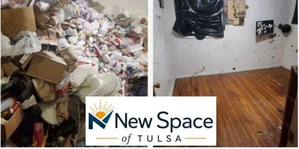 Hoarder bedroom before and after photo