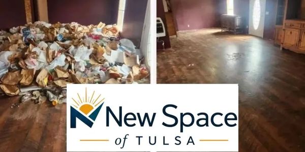 Hoarder living room before after photo