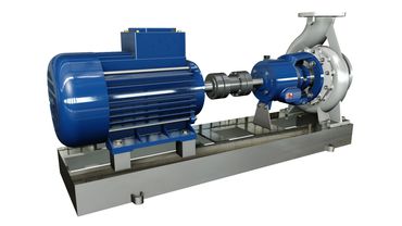 Industrial centrifugal pump with electric motor mounted on a metal base.