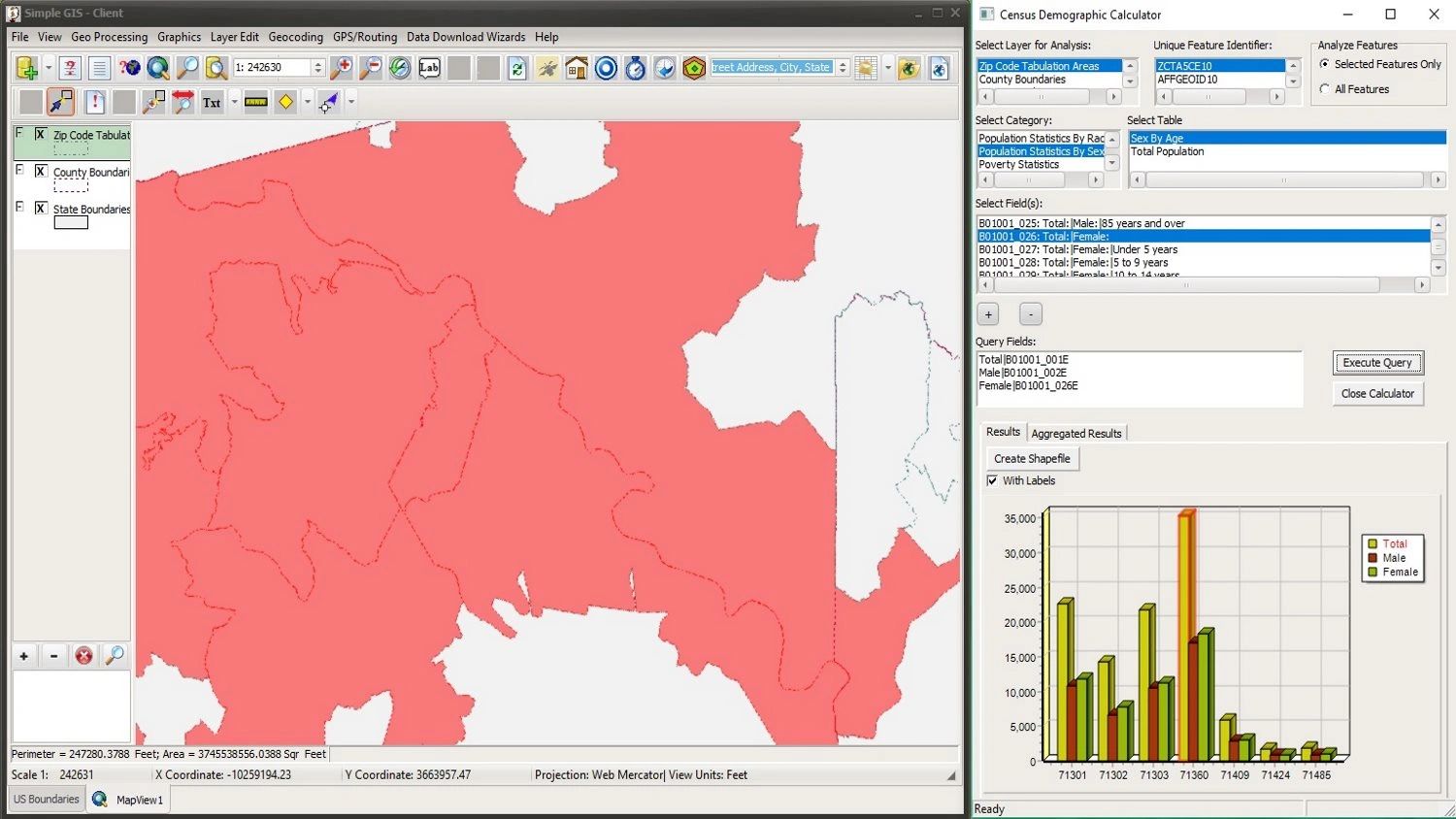 Querying US Census Demographic Data in Simple GIS Client