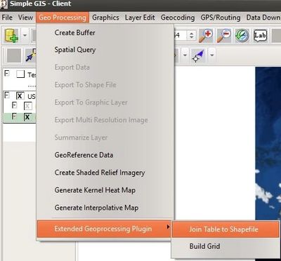 Join Table to Shapefile menu in Extended Geoprocessing Plugin for Simple GIS Client