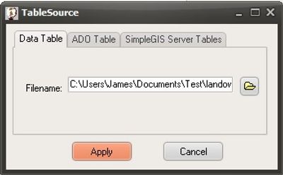 Table Source dialog in Simple GIS Client