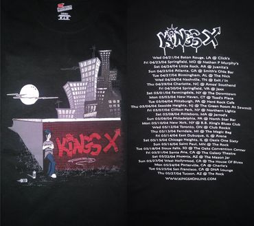 King's X T shirt for Black Like Sunday tour 2004. Artwork by Zack Parkar