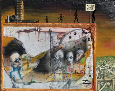 Adults Must Jump by Zack Parkar. Mixed Media on canvas. zack parkar art artwork painting #zackparkar