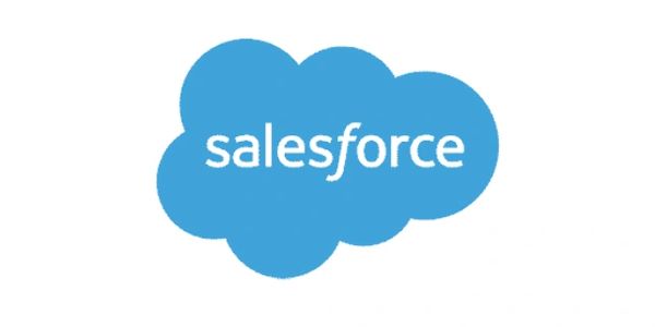 Blue cloud-shaped logo with the word Salesforce in white.