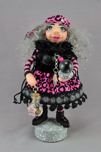 polymer clay gypsy fortune teller art doll