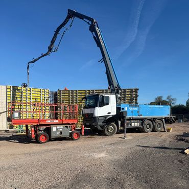 24 meter boom pump pumping concrete in Glasgow