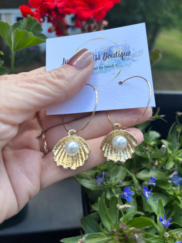 Sunshine Gold plated Shell Dangle Earrings