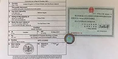FCO apostille & Chinese Embassy legalisation