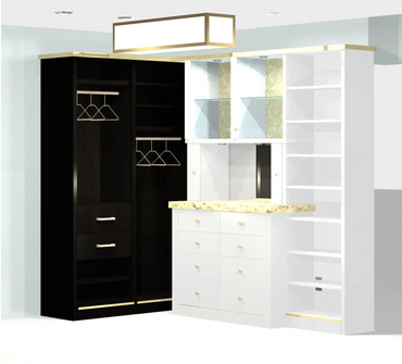 Custom Closet Design, Closet Organizers, High Gloss Closet Cabinets, High Gloss Closet Shelving