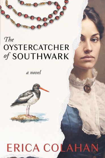 Book cover of The Oystercatcher of Southwark by Author Erica Colahan with a portrait of a woman.