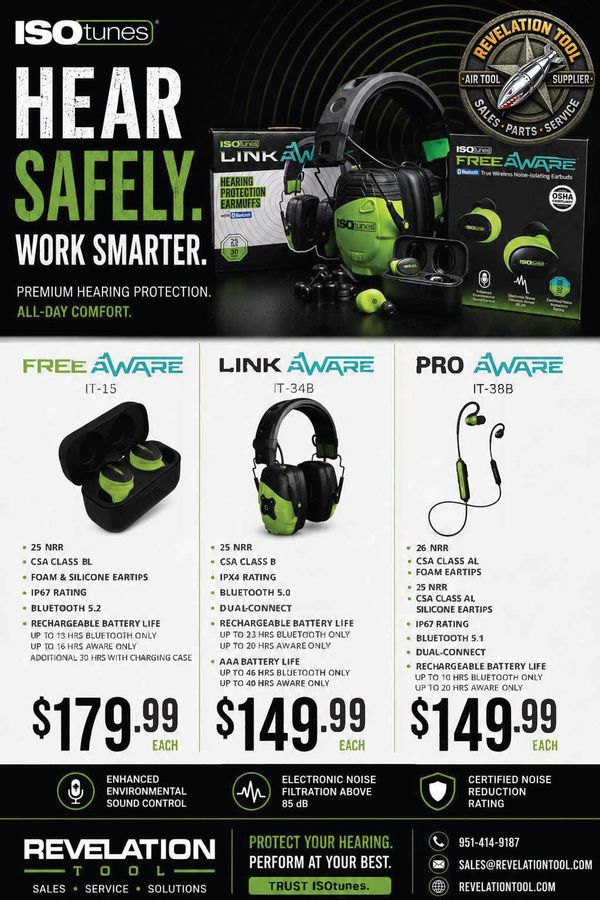 ISOtunes hearing protection products with earbuds and headphones.