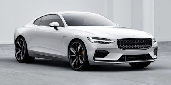 White sporty luxury coupe car.
