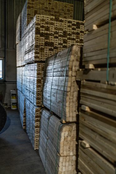 Bundles of lath and Dunnage ready to ship