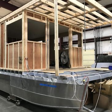 aluminum pontoon hull catamaran Houseboat in production for lake life