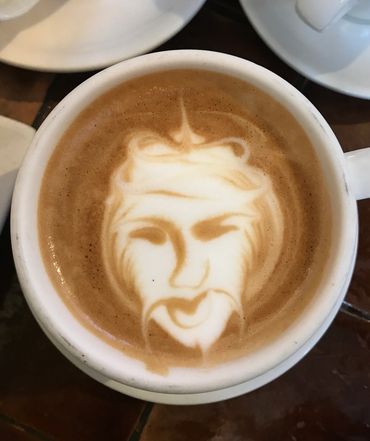 latte coffee with a face