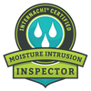 Internachi certified moisture intrusion inspector badge with water drop symbols.