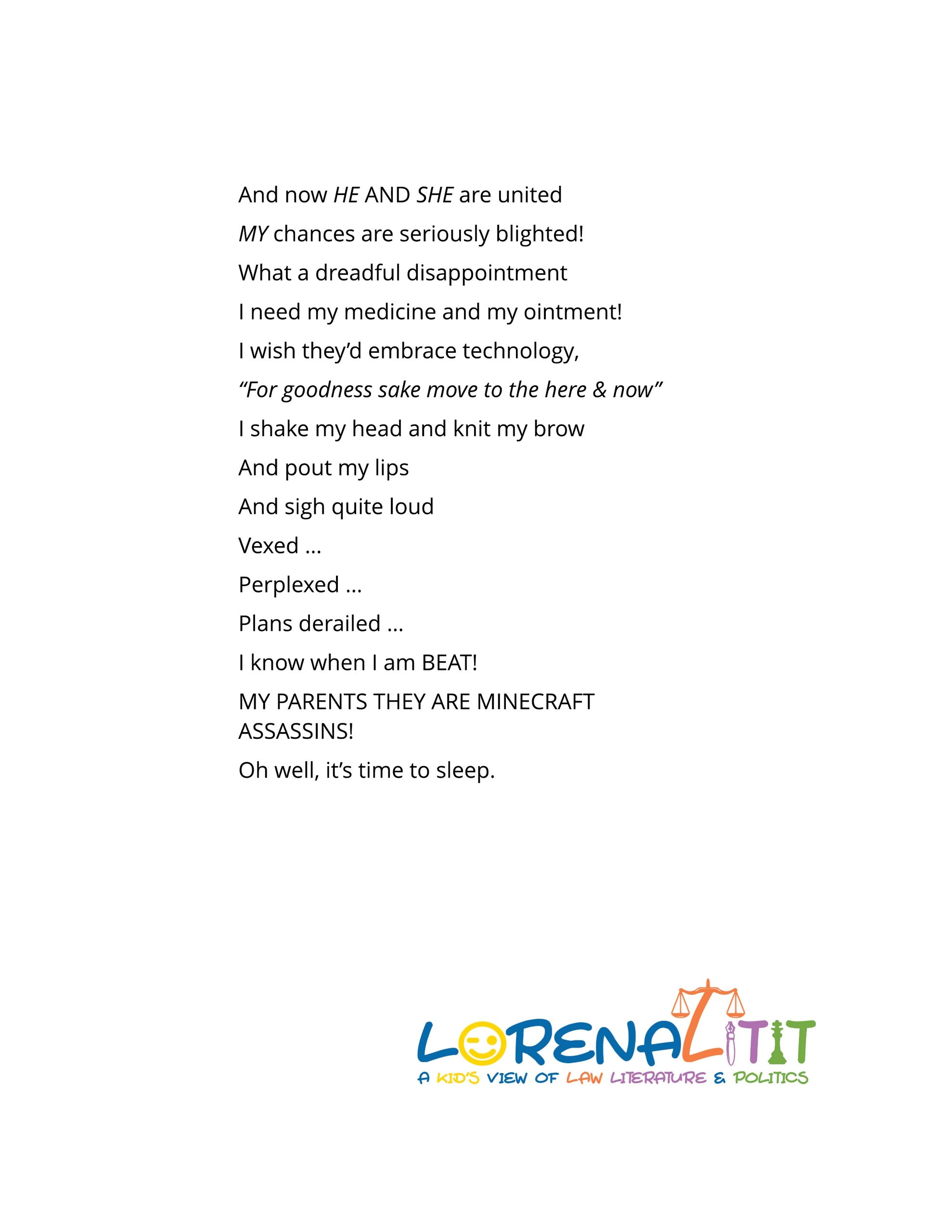 A playful poem about parents, Minecraft, and a child's frustration.