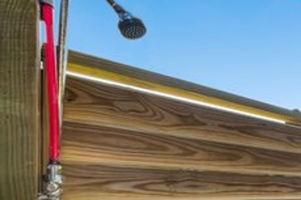 An outdoor shower to wash off the beach sand or just to cool off in the heat of the day.