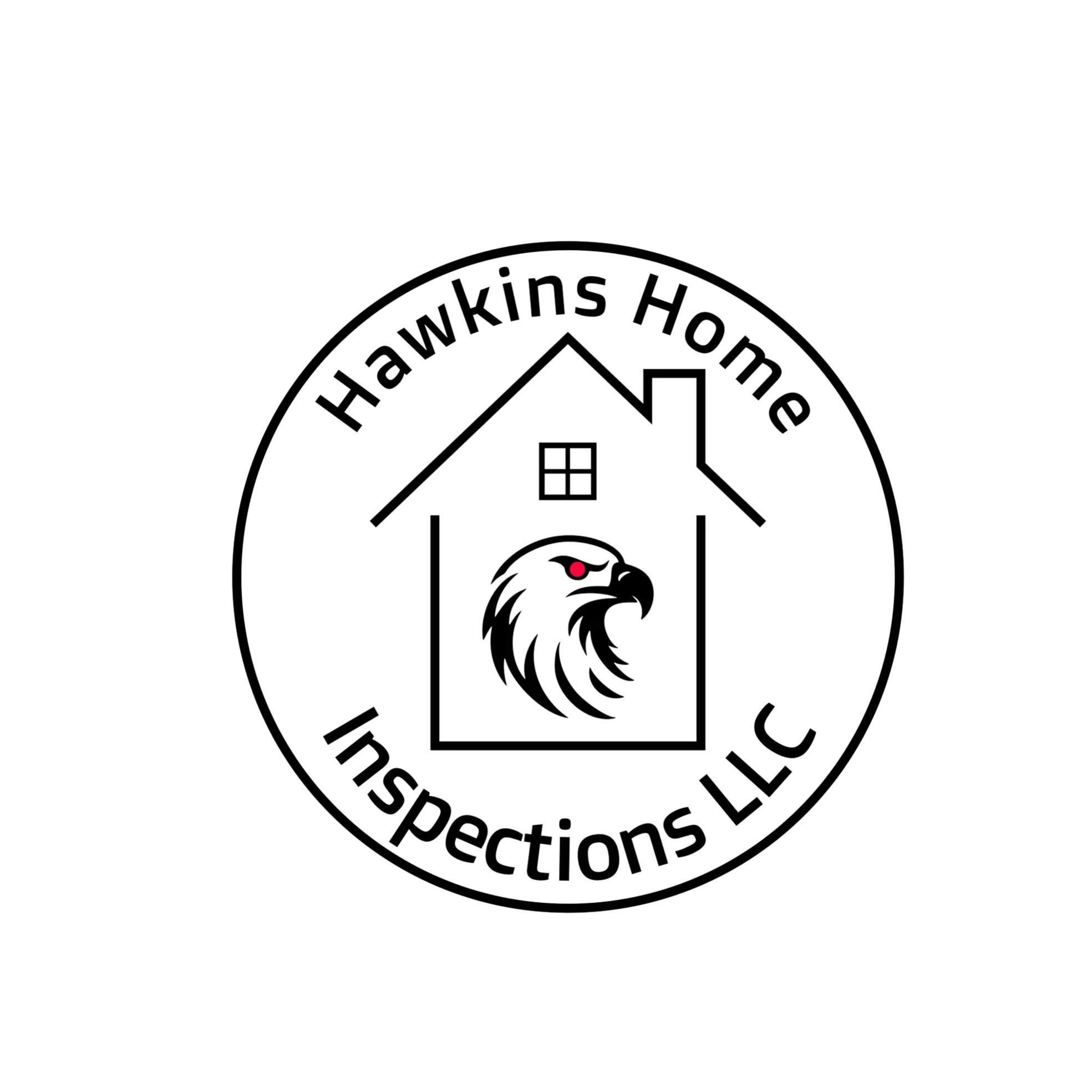 Logo featuring a house outline with an eagle head and the text 'Hawkins Home Inspections LLC'.