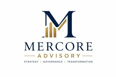 Mercore Advisory logo with strategy, governance, and transformation focus.