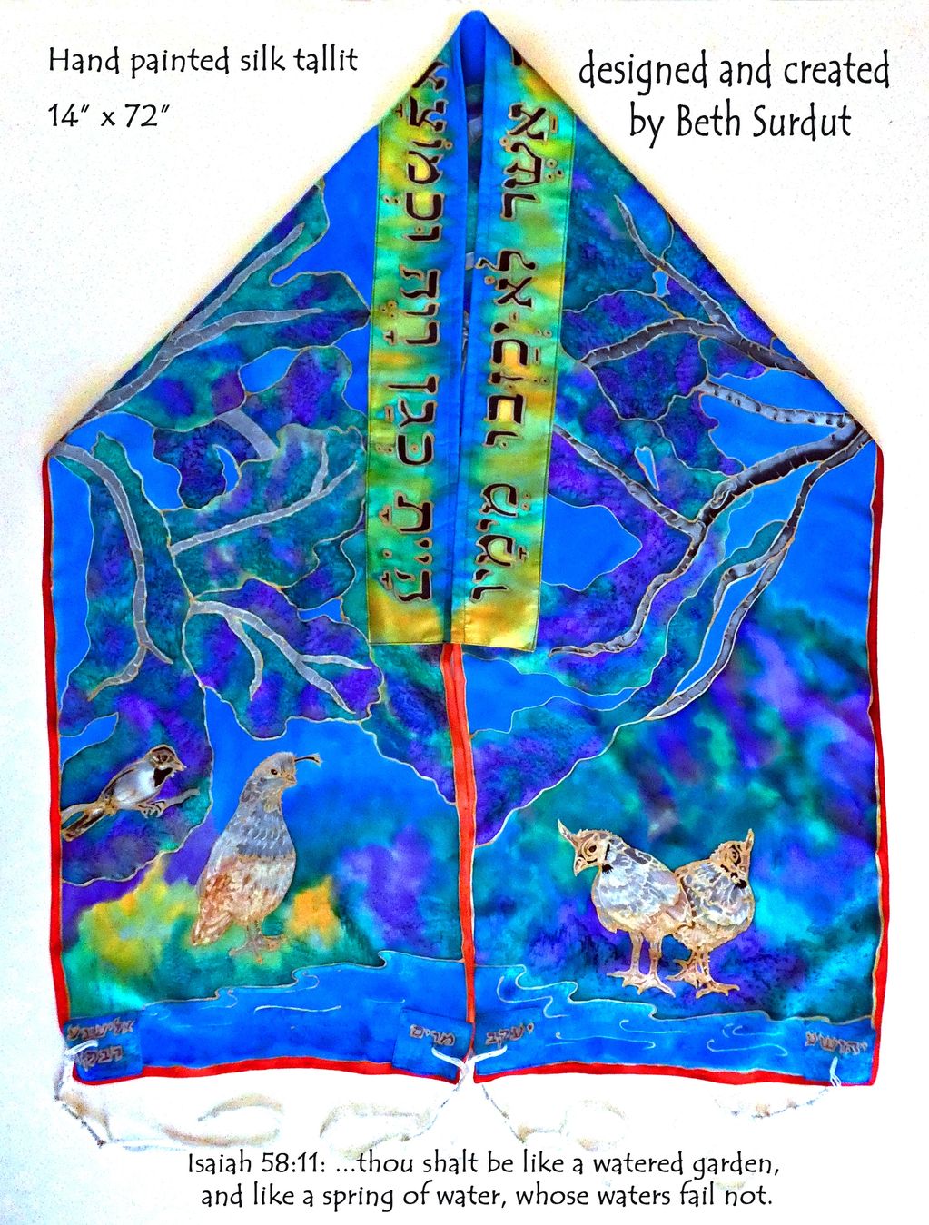 quail mother and two juvenile quail painting on  silk