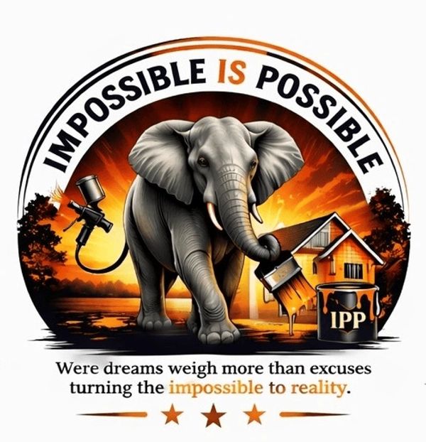 Elephant painting with motivational quote about turning impossible to reality.