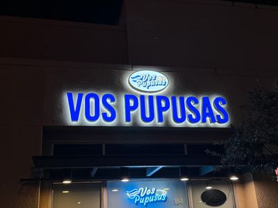 Image of east Palmdale Vos Pupusas blue sign.