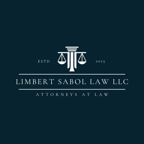 Elegant law firm logo with scales and column, Limbert Sabol Law LLC, established 2025.