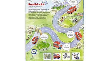 travel by car, childrens stories, road map, family, travel, learning, farm, mountains, flat tire, ch