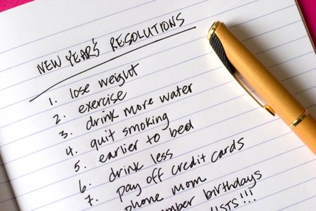 Resolutions list written on a pad with a pen