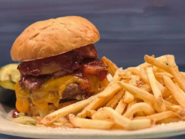 SANTISI BROTHERS Charbroiled Bacon Cheeseburger.