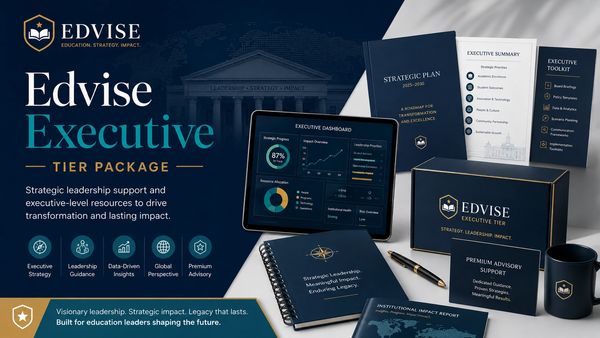Edvise Executive Tier Package offers strategic leadership support and executive resources for education leaders.