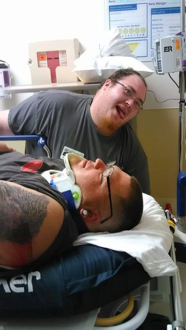 Lil Big Bro trying to cheer me up after my accident a few years back